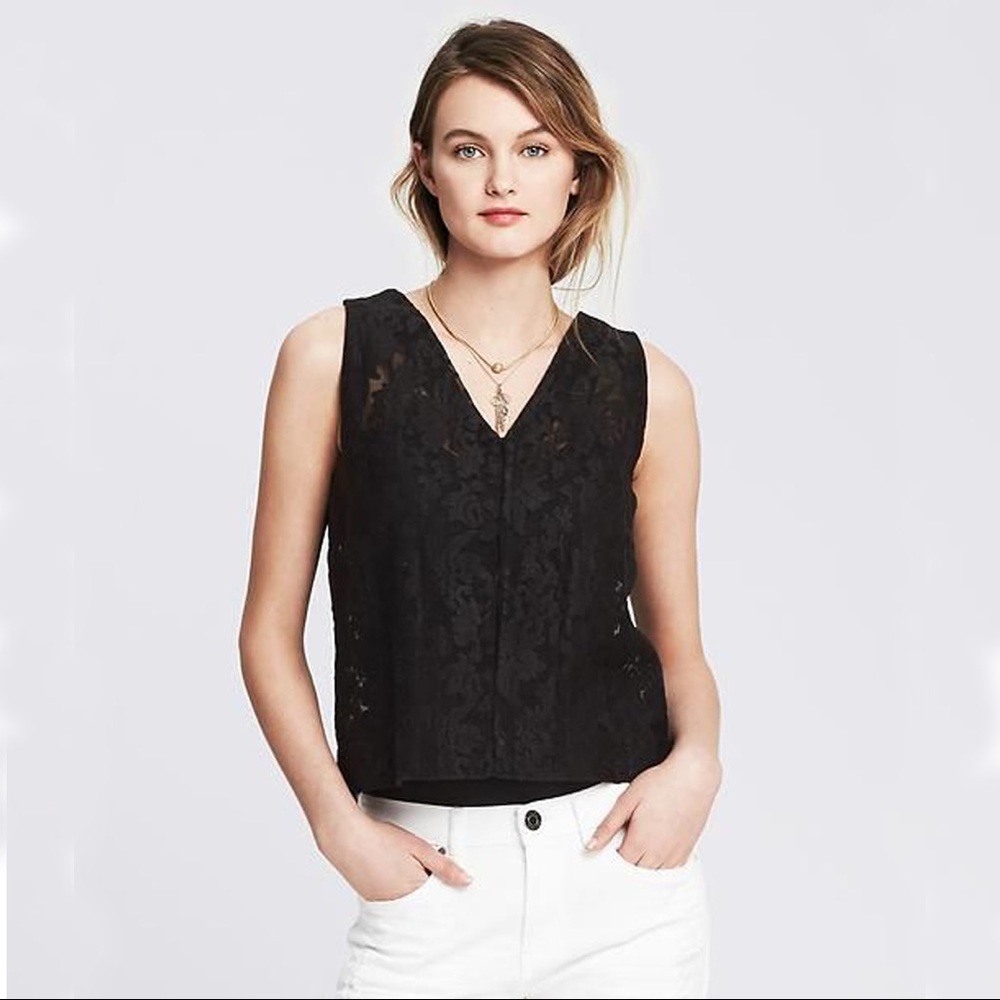 Banana Republic Shear Lace Organza Tank